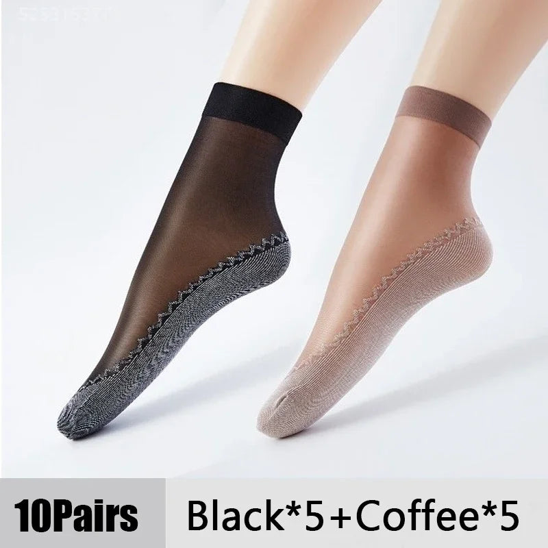 10 Pares de Meias de Algodão Antiderrapante Macias