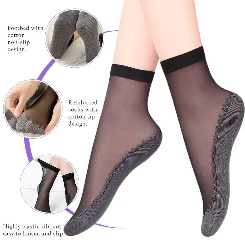10 Pares de Meias de Algodão Antiderrapante Macias