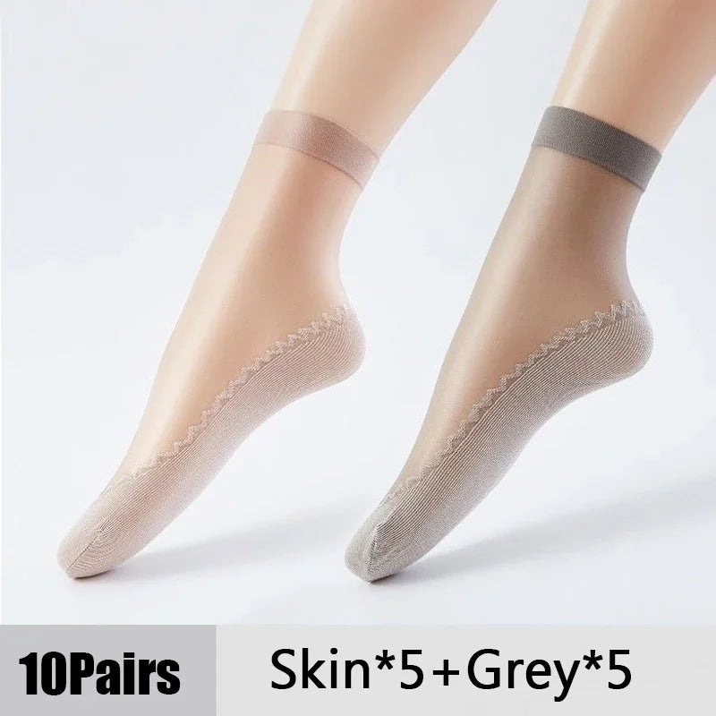 10 Pares de Meias de Algodão Antiderrapante Macias