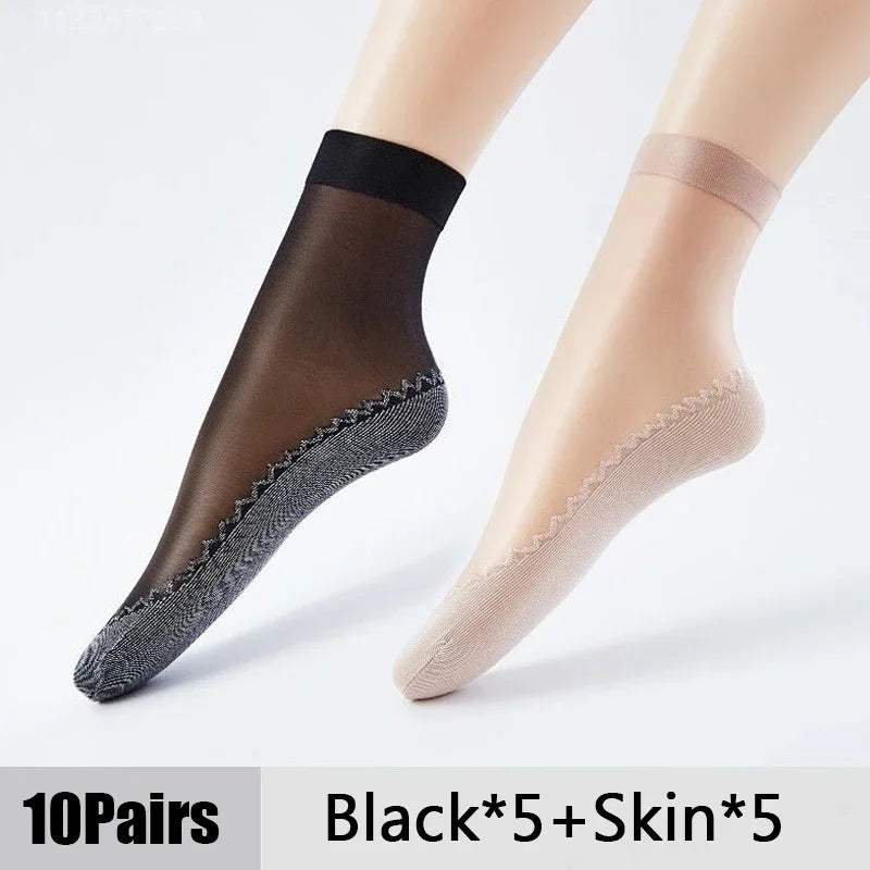 10 Pares de Meias de Algodão Antiderrapante Macias