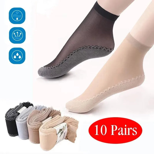 10 Pares de Meias de Algodão Antiderrapante Macias
