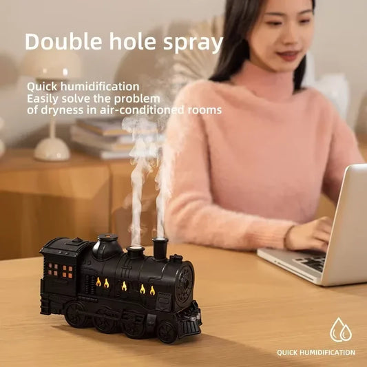 Train Shape Mini Aromatherapy Machine Atomizer Ultrasonic Cool Mist Air Humidifier with LED Light Aromatherapy Machine